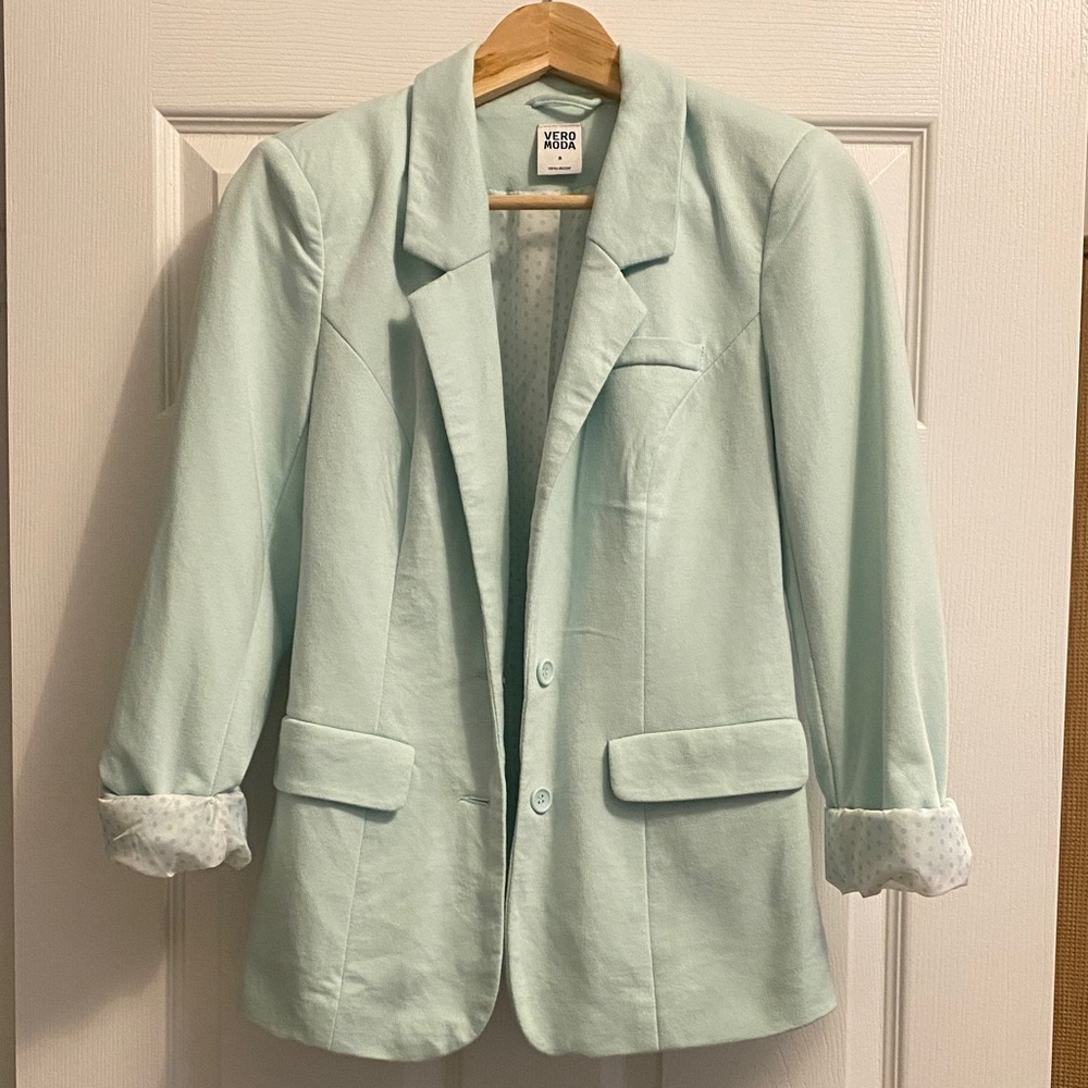 Vero Moda Green Blazer Relaxed Fit Suit Jacket